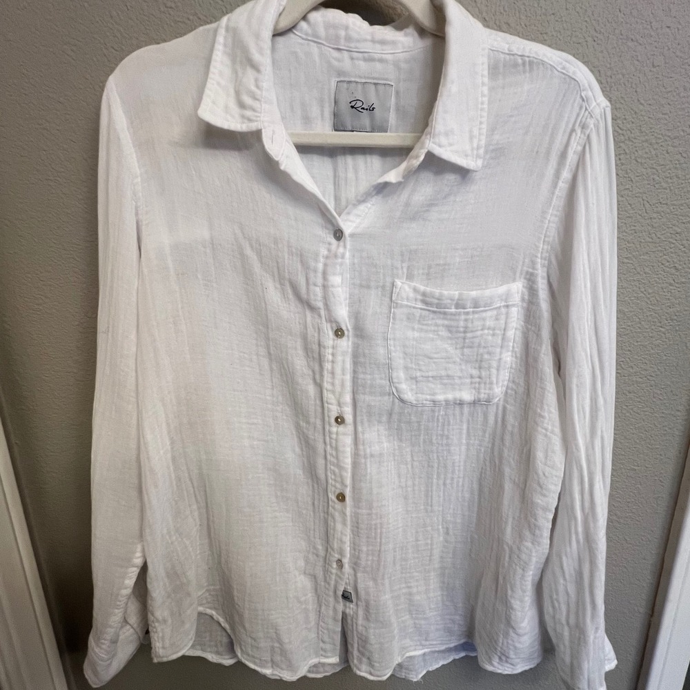 Rails NWOT Ellis white long-sleeve button-down shirt 100% Organic Cotton. Medium